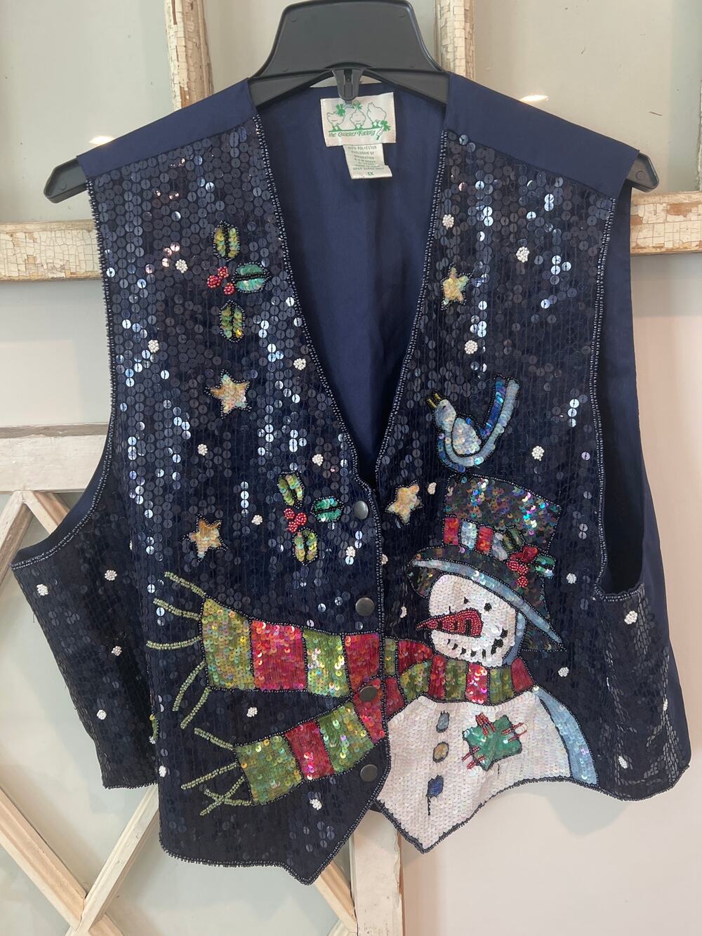 The Quacker Factory size 1X sequined snowman vest